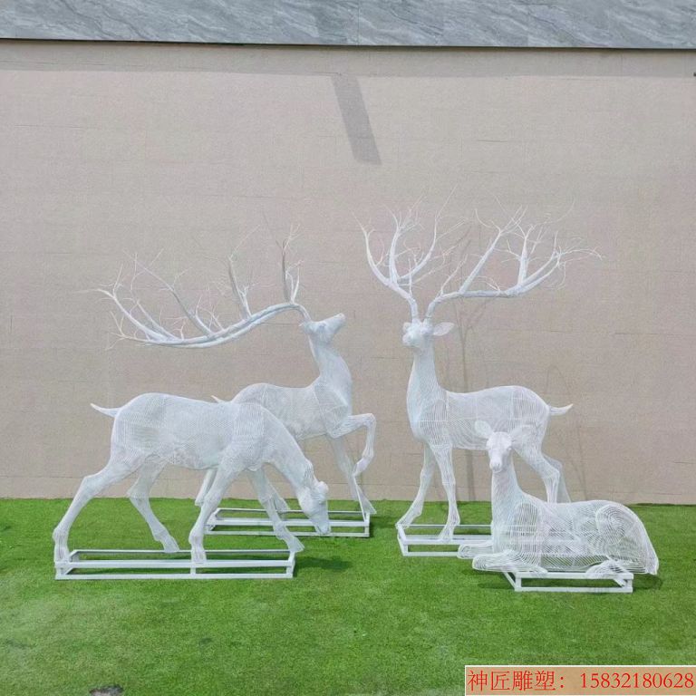 不锈钢丝编织镂空鹿雕塑 景区小鹿雕塑3