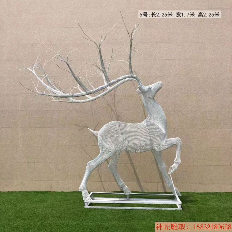 不锈钢丝编织镂空鹿雕塑 景区小鹿雕塑5