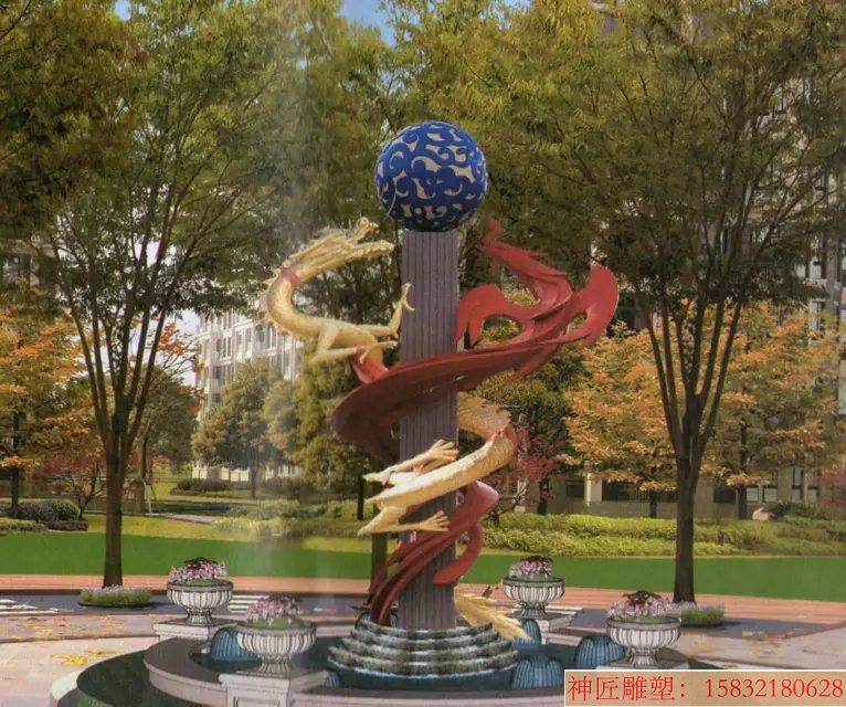 厂家制作龙凤呈祥雕塑 不锈钢景观雕塑 园林广场景观
